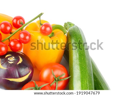 Set of vegetables isolated on a white background. Healthy food. Free space for text