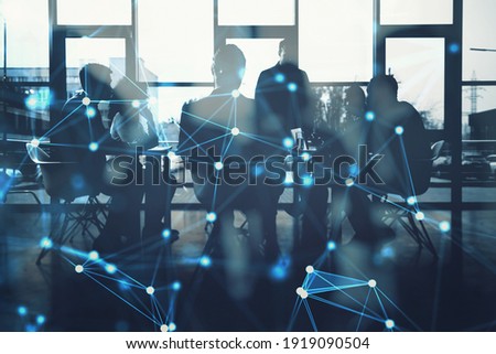 Network background concept with business people silhouette in meeting in the office