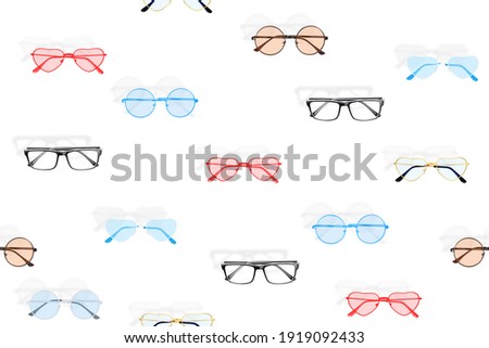 Glasses pattern. Glasses set seamless pattern. 
