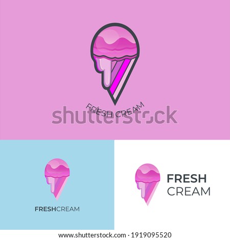 ice cream of logo design with colorful and cute