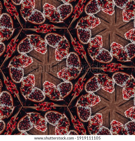 red pomegranate background kaleidoscopic texture