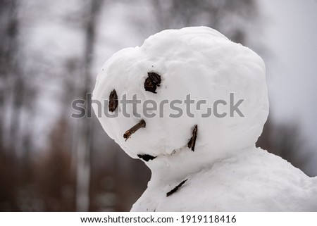Urban snowman in the taunus forest, winter in Frankfurt am Main