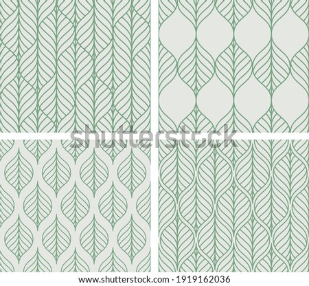Collection of 4 vector leaf patterns. Textures in pastel green colors