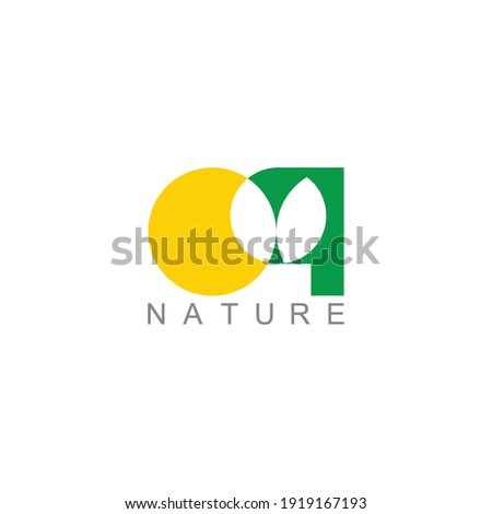 letter q plant green leaf sun nature symbol logo vector