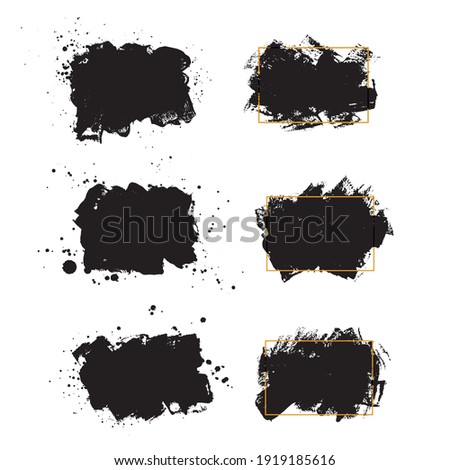 Vector Black brush paint. Grunge frame ink stain. Abstract background for banner.