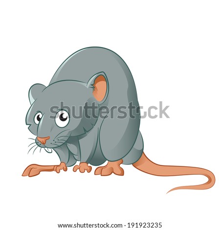 Vector image of a cartoon grey mouse