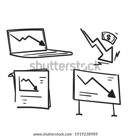 hand drawn doodle falling down graph chart illustration vector isolated
