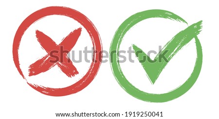 Tick and Cross sign elements. vector buttons for vote, election choice, check marks, approval signs. Red X and green OK symbol icons check boxes. Royalty-Free Stock Photo #1919250041