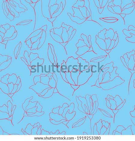 vector seamless pattern contour flower buds