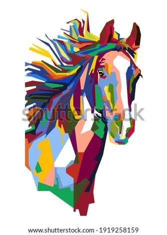 An Abstract geometric head of horse. Colorful in popart WPAP style.vector eps10-editable
