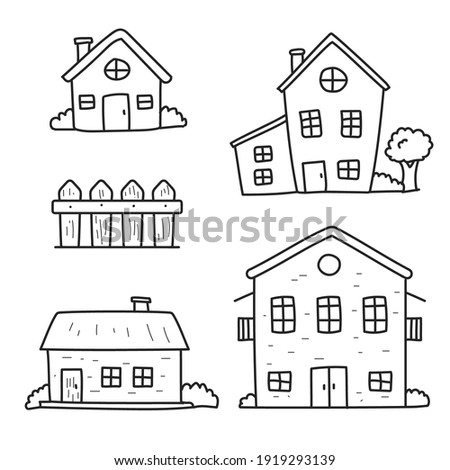 Set of house doodle vector illustration isolated on white background