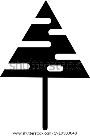 Decorative tree shaped likee triangle and colored in black, illustration, vector on white background.