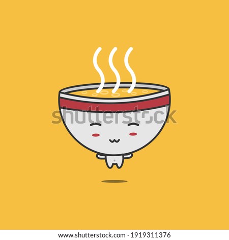 vector illustration of cute character soup bowl