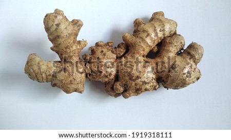 Ginger Root White Background, Close Up Picture