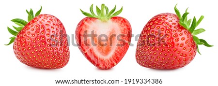 Collection strawberry. Strawberry isolate. Strawberries isolated on white background Royalty-Free Stock Photo #1919334386