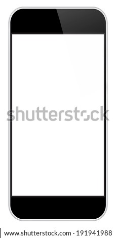 Black Mobile Phone Similar To iPhone 6 (2014) Isolated On White