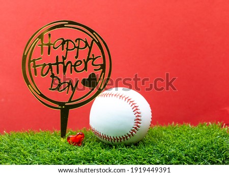 Baseball for Father's day on red background