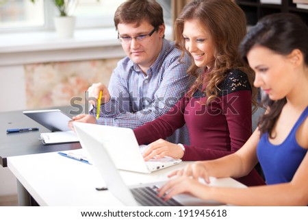 Group of students working in computer lab
