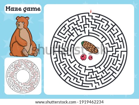 Maze game  for children Cute cartoon worksheet Vector illustration