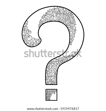 Question mark with curls on white isolated background