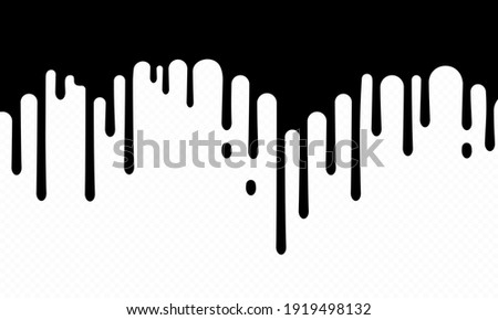 Paint dripping icon. Current drops. Black paint flows. Molten texture isolated on transparent background. Vector illustration EPS 10 Royalty-Free Stock Photo #1919498132