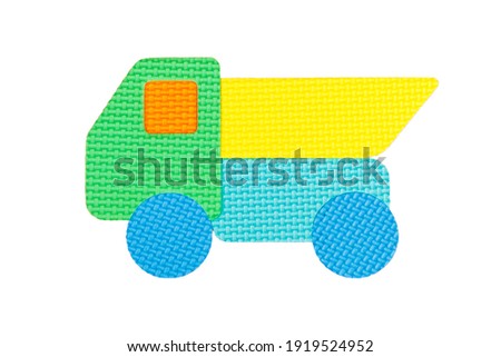 Image of colored car, toy on the white background