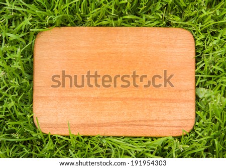 wooden board on green grass