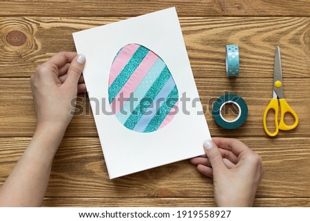 DIY paper card for Easter, step by step tutorial, step 6. High quality photo