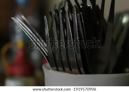 fork made of iron neatly arranged in place
