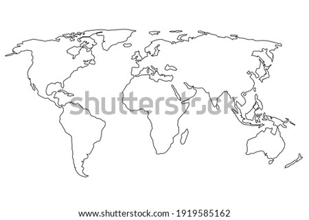 Simple world map in line style. Vector sign on white background