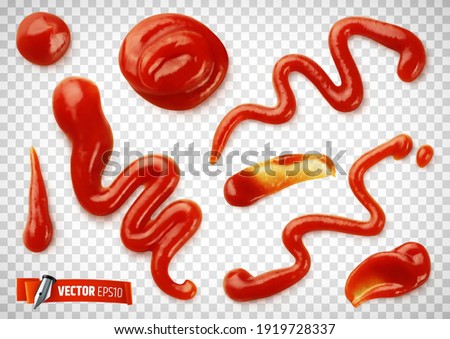 Vector realistic tomato ketchup on transparent background Royalty-Free Stock Photo #1919728337