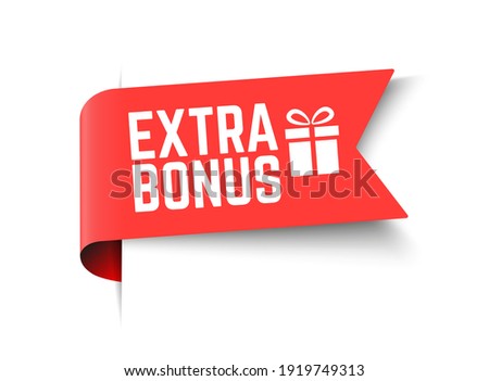 Vector Illustration Red Extra Bonus Label. Modern Web Banner Element With Gift.
