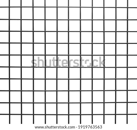 Black metal mesh texture isolated on white background, clipping path
