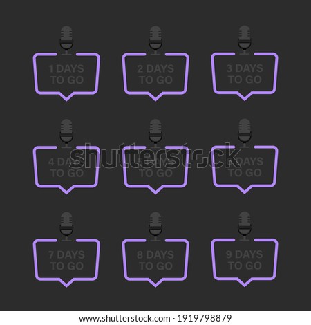 Set of number days left countdown on black background. Vector illustration template. Can be use for promotion, sale, landing page, template, poster, banner.