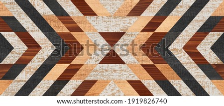 Shabby hardwood parquet floor. Wooden background. Colorful wooden panel  with chevron pattern for wall decor. 