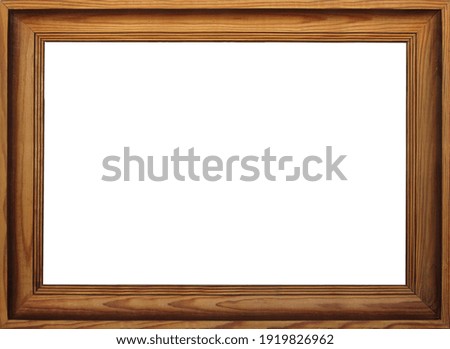 Horizontal brown wooden frame on white background 