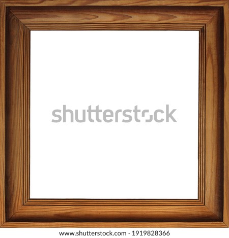 Square brown wooden frame on white background 