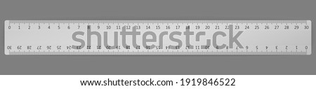 vector long realistic ruler made of metal Royalty-Free Stock Photo #1919846522