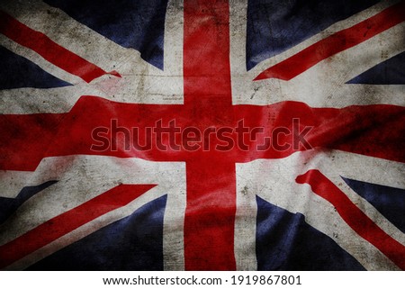 Closeup of grunge Union Jack flag  Royalty-Free Stock Photo #1919867801