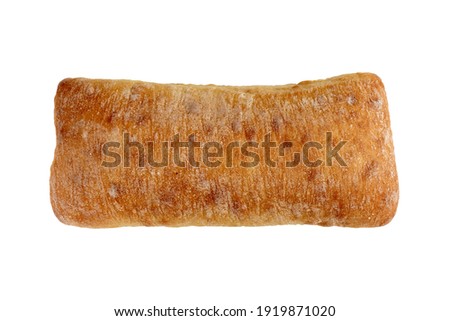 Ciabatta bread isolated on white background with clipping path. Traditional italian bread ciabatta. Food photography. Top view