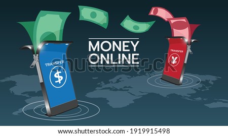 Mobile money online transfer stock illustration, vector