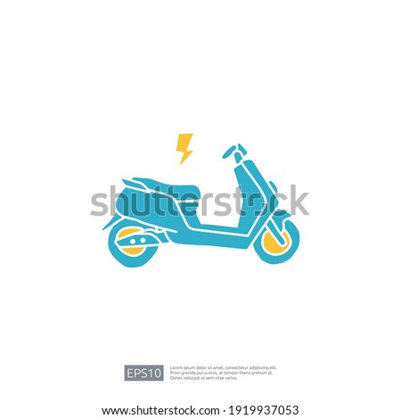 Electric motorcycle doodle icon. electrical motorbike concept sign symbol. Modern city ecological transport vector illustration