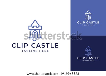 clip castle modern line logo design