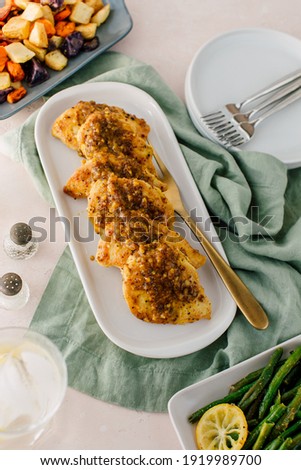 Mustard Glazed Baked Chicken Dinner Food