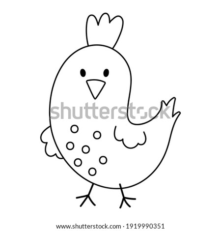 Vector black and white bird icon isolated on white background. Outline spring traditional symbol and design element. Cute animal with tuft illustration for kids