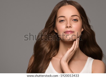 Long healthy hair woman beauty skin close up face portrait Royalty-Free Stock Photo #1920013433