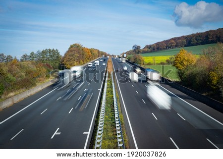 Autobahn in Germany with traffic Royalty-Free Stock Photo #1920037826