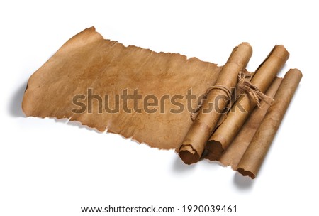 Antique paper scrolls isolated on a white background