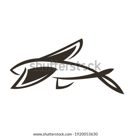 silhouette of flying fish vector graphic design