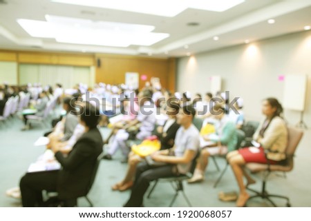  Abstract blurred Medical student,nurse, forum Meeting Conference Training Learning Coaching Concept, Blurred background in the conference hall.